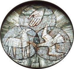 1 Gott in 3 Personen: Vater (Hand), Sohn (Lamm), Geist (Taube) Bild